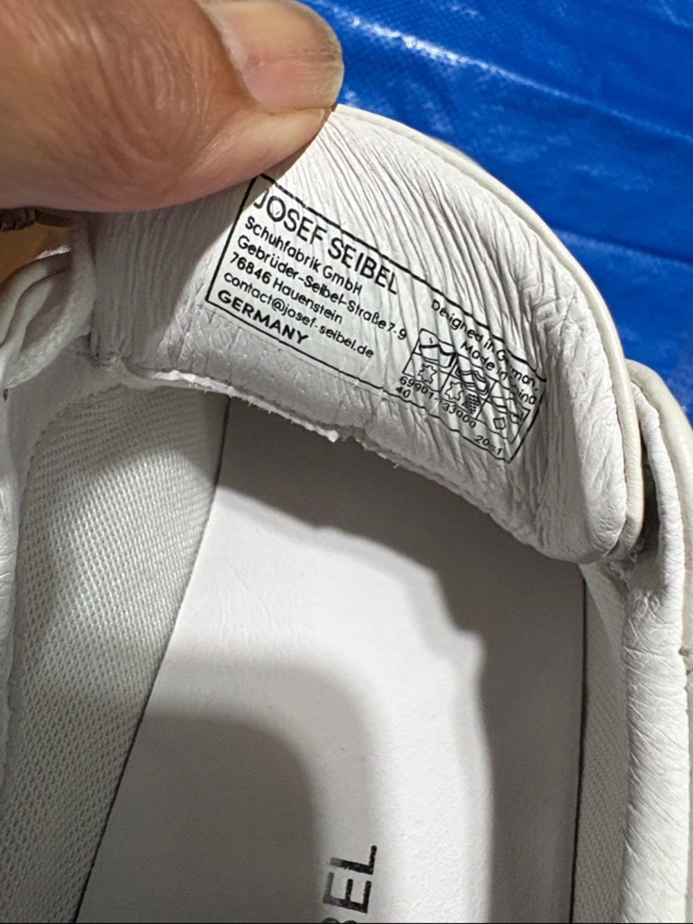 Josef Seibel White Leather Sneakers with Brown Soles and Arrow Tread - Picture 3 of 3
